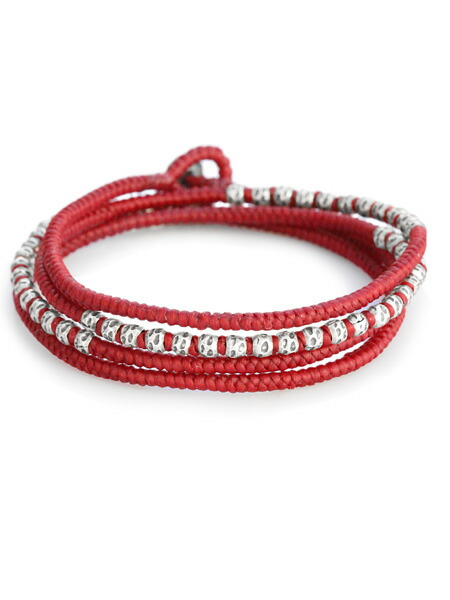 エムコーエン M.Cohen 【 knotted 4 wrap silver thai hammered bead [ B-103709-SLV-RED ] ノット 4ラップ シルバータイ ハンマービーズ 】[ 正規品 ] ブレスレット ネックレス アンクレット 人気 ブランド おしゃれ 【 送料無料 】｜アクセサリー its 12 midnight