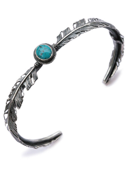 Garden of Eden ガーデン オブ エデン 【 Turquoise W Feather Bangle [ ED-15FL-B12B ] ターコイズ ダブルフェザーバングル 】[ 正規品 ] カフブレスレット シルバー グリーン トルコ石 天然石 銀 羽根 ユニセックス メンズ レディース 【 送料無料 】 27,885円