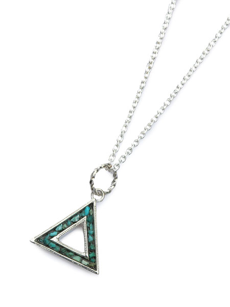 ガーデン オブ エデン Garden of Eden 【 Outlined Turquoise Triangle Necklace Small [ ED-TS16-NK03 ] アウトライン ターコイズ トライアングル ネックレス スモール 】[ 正規品 ] ペンダント シルバー 天然石 ペア メンズ レディース 【 送料無料 】｜アクセサリー its 12 midnight
