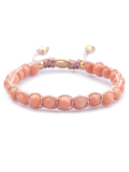 M.Cohen エムコーエン 【 Stones with Skull 腕輪 (PINK) [ B-10013-G-PNK ] 】[ 置き目品 ] サクラ色石ころ ゴールドスカルビーズ ナイロン吊りひも ドクロ 骸骨 天然石 紫 サクラ色 有りの実 差し上げ物 ユニ一発やる メンズ レディース 【 貨物輸送無料 】
