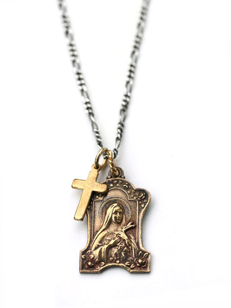 ビリーブインミラクル BELIEVEINMIRACLE 【 B-60 ST TERESA セントテレサネックレス 】[ 正規品 ] ペンダント トップ チャーム 聖母マリア クロス 十字架 ブラス シルバー ロングフィガロチェーン 銀 真鍮 ペア プレゼント ユニセックス メンズ レディース｜アクセサリー its 12 midnight