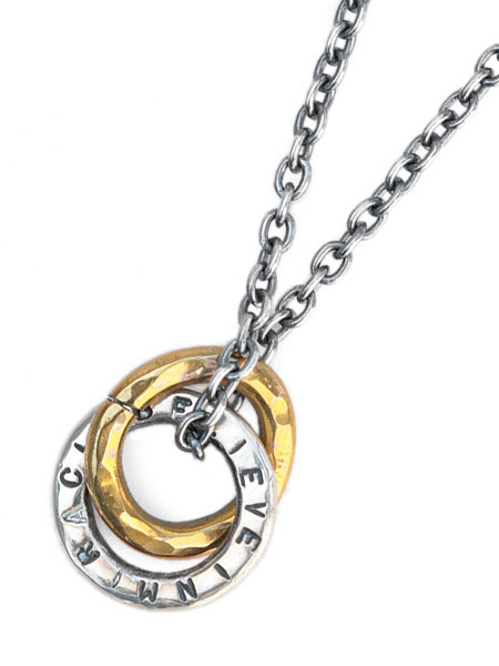BELIEVEINMIRACLE ビリーブインミラクル 【 W RING NC ダブルリングネックレス 】[ 正規品 ] ペンダント スターリングシルバー ブラス 輪 真鍮 金 銀 925 ゴールド ペア プレゼント ユニセックス メンズ レディース 【 送料無料 】