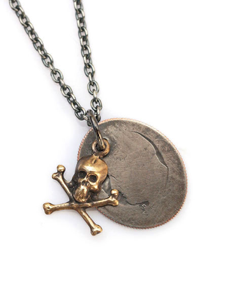 ビリーブインミラクル BELIEVEINMIRACLE 【 SKULL COIN NC スカル コイン ネックレス 】[ 正規品 ] ペンダント ドクロ 髑髏 クロスボーン アンティークゴールド ブラス オーバルチェーン シルバー 真鍮 銀 金 プレゼント ユニセックス メンズ レディース｜アクセサリー its 12 midnight