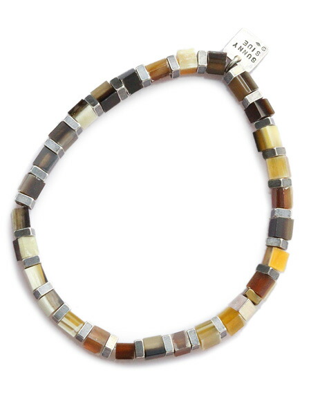 ON THE SUNNY SIDE OF THE STREET オン ザ 少年 姿勢 オブ ザ 表どおり 【 Buffalo Horn Cubu Beads Bracelet (Tan Mix) バッファローホーンキューブ ビーズ腕輪 ( タン交ぜ合わせる ) 】[ 決まり品 ] メンズ レディース 【 貨物輸送無料 】 ブレスレット-男女兼用アクセサリー-ジュエリー・アクセサリー