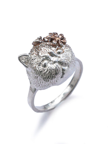 HOASHI YUSUKE ホアシユウスケ 【 JOY 頭から花が咲いた猫 エキゾチックショートヘア (Silver) 】[ 正規品 ] リング 指輪 キャット ネコ アニマル 動物 フラワー スターリングシルバー 銀 925 ペア ギフト プレゼント レディース 人気 【 送料無料 】