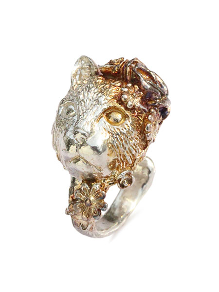 ホアシユウスケ HOASHI YUSUKE 【 JOY猫 イヤーカフ 】[ 正規品 ] イヤーフック イヤリング 耳飾り ネコ キャット 猫 動物 アニマル 花 フラワー スターリングシルバー アンティークカラー 銀 925 ペア ギフト プレゼント レディース 【 送料無料 】｜アクセサリー its 12 midnight