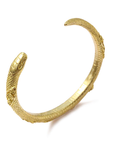 HOASHI YUSUKE ホアシユウスケ 【 ”はじまり” 花を食べる蛇のバングル (Brass) 】[ 置き目品 ] カフブレスレット ローズ 薔薇 サクラ色 御花 アンティークゴールド 金管楽器 毛の荒物 蛇蠍 蛇蠍 金 差し上げ物 メンズ レディース 一般受け 【 貨物輸送無料 】