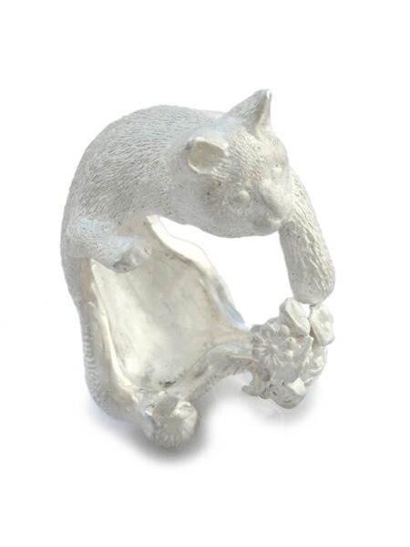 HOASHI YUSUKE ホアシユウスケ 【 好いたらしいなしっぽ猫 輪っか ( silver  白 ) 】[ 置き目品 ] 指環 猫 猫 花 御花 スターリングしろがね色 銀 毛の荒物 白いこと 925 有りの実 差し上げ物 差し上げ物 ユニ一発やる メンズ レディース 【 貨物輸送無料 】