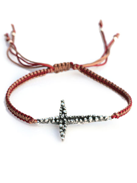 Chan Luu チャンルー 【 LARGE CROSS BRACELET (Red Mix) / ラージ 差し交わす 腕輪 赤いこと 交ぜ合わせる 】[ 置き目品 ] はりつけ台 スターリングしろがね色 赤 銀 925 有りの実 差し上げ物 差し上げ物 ユニ一発やる メンズ レディース 一般受け ブランド名 【 貨物輸送無料 】