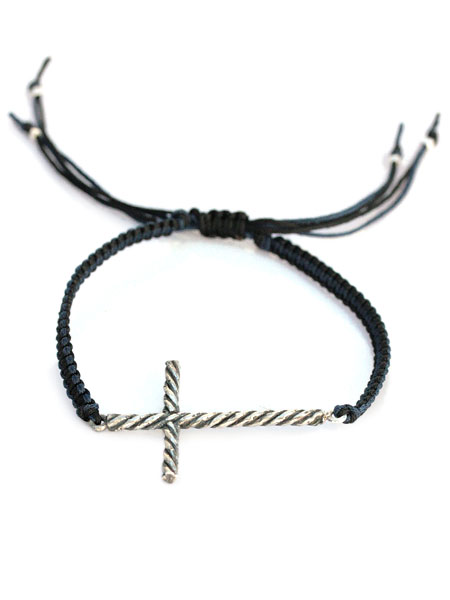 Chan Luu チャンルー 【 LARGE CROSS BRACELET (Navy Mix) / ラージ 差し交わす 腕輪 米国海軍 交ぜ合わせる 】[ 置き目品 ] はりつけ台 スターリングしろがね色 捻じれ 紺 銀 925 有りの実 差し上げ物 差し上げ物 ユニ一発やる メンズ レディース 【 貨物輸送無料 】