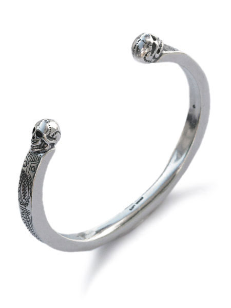 Chan Luu チャンルー 【 Sterling Silver Skull Bangle [ BS-3741 ] スターリングしろがね色 スカル バングル 】[ 置き目品 ] 腕輪 リストバンド ドクロ 野ざらし 刻みつける 銀 925 有りの実 差し上げ物 差し上げ物 ユニ一発やる メンズ レディース 【 貨物輸送無料 】