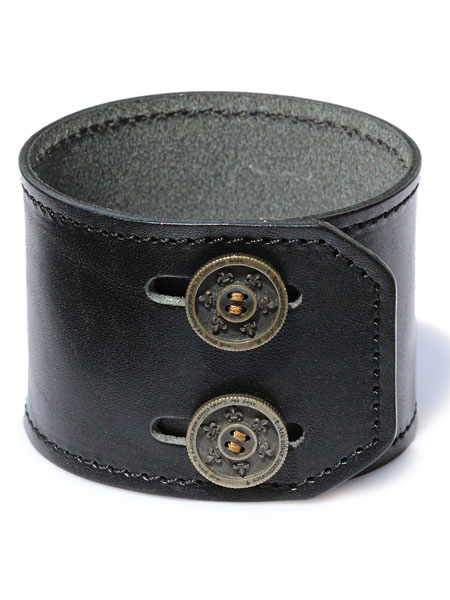 アークシルバーアクセサリーズ Ark silver accessories 【 lily button double bracelet black / リリー ボタン ダブル ブレスレット ブラック 】[ 正規品 ] 牛革 本革 レザー 日本製 ユリ トレンド プレゼント メンズ レディース 人気 ブランド おしゃれ 【 送料無料 】｜アクセサリー its 12 midnight