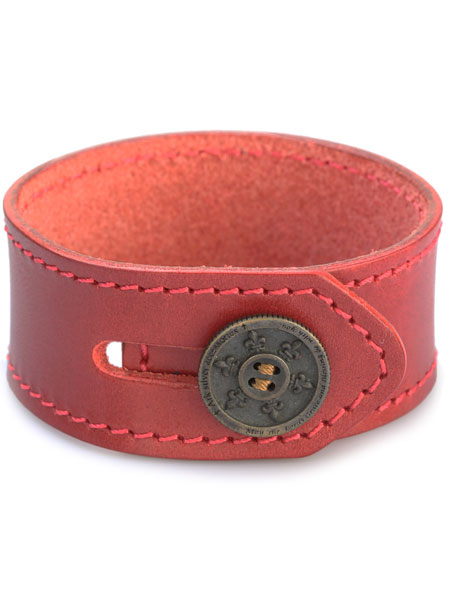 Ark silver accessories アークシルバーアクセサリーズ 【 lily button single bracelet red / リリー 名取り草 シングル 腕輪 赤いこと 】[ 置き目品 ] 牛皮 本革 なめし革 日本製 さ百合 流行り 可愛らしい 幅ひろい 差し上げ物 有りの実 メンズ レディース 一般受け ブランド名 今めかしい