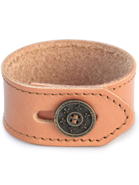 Ark silver accessories アークシルバーアクセサリーズ 【 lily button single bracelet natural brown / リリー 名取り草 シングル 腕輪 自然的 赤銅色 】[ 置き目品 ] 牛皮 本革 なめし革 日本製 さ百合 流行り 有りの実 メンズ レディース 一般受け ブランド名 今めかしい