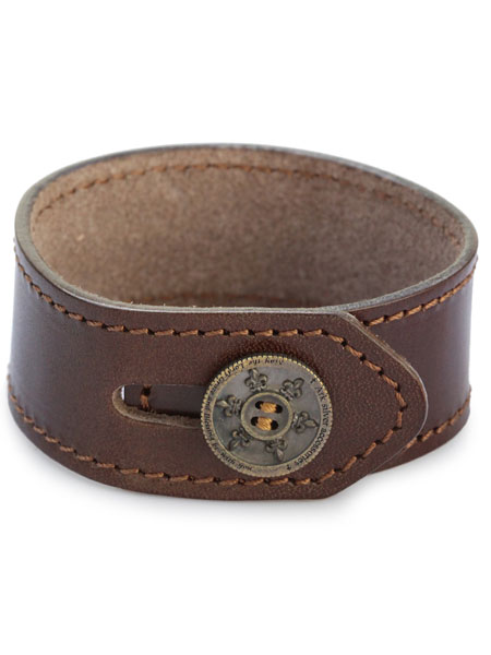 Ark silver accessories アークシルバーアクセサリーズ 【 lily button single bracelet dark brown リリー 名取り草 シングル 腕輪 うす暗い 赤銅色 】[ 置き目品 ] 牛皮 本革 なめし革 日本製 さ百合 幅ひろい 流行り 有りの実 メンズ レディース 一般受け ブランド名 今めかしい