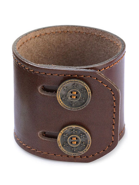 Ark silver accessories アークシルバーアクセサリーズ 【 lily button double bracelet natural brown リリー 名取り草 ダブル 腕輪 自然的赤銅色 】[ 決まり品 ] 牛皮 本革 なめし革 日本製 幅ひろい メンズ レディース 一般受け ブランド名 格好のいい 【 貨物輸送無料 】 男女兼用アクセサリー-ブレスレット