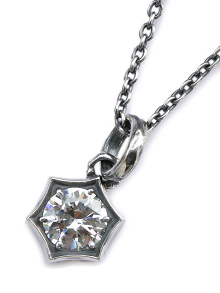 FUNKOUTS ファンクアウツ 【 Brilliant Stone Necklace (Clear) / ブリリアント ストーン ネックレス クリア [ FCN-069 ]】[ 正規品 ] ペンダント キュービックジルコニア シルバー925 銀 ペア プレゼント メンズ レディース 人気 ブランド おしゃれ 【 送料無料 】