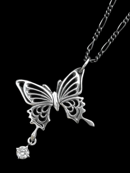 FUNKOUTS ファンクアウツ 【 Figaro Chain Stone & Ageha Necklace / フィガロチェーン ストーン アゲハ ネックレス [ FAN-082 ]】[ 正規品 ] ペンダント 蝶 キュービックジルコニア シルバー925 かわいい プレゼント レディース 人気 おしゃれ 【 送料無料 】