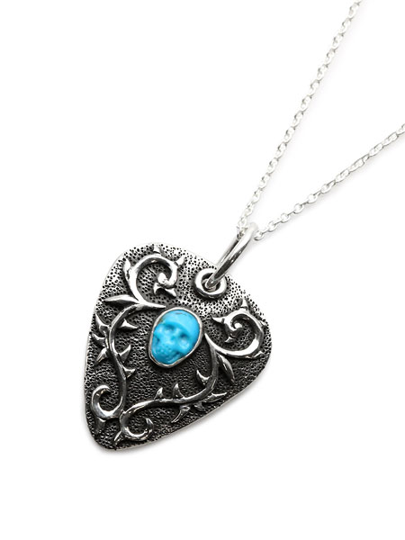 本店は ポイント5倍 Lee Downey リーダウニー Guitar Pick Pendant Turquoise ギター ピック ペンダント ネックレス ターコイズ 正規品 シルバー スカル 髑髏 ドクロ ロック ギフト プレゼント ユニセックス メンズ レディース Its 12 Midnight