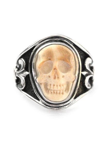 リーダウニー Lee Downey 【 Sculpted Skull Ring - Mammoth Ivory / スカル リング 】[ 正規品 ]（指輪/マンモス/化石/ドクロ/髑髏/スターリングシルバー/銀/925/ペア/プレゼント/ギフト/ユニセックス/メンズ/レディース） 【 送料無料 】｜アクセサリー its 12 midnight