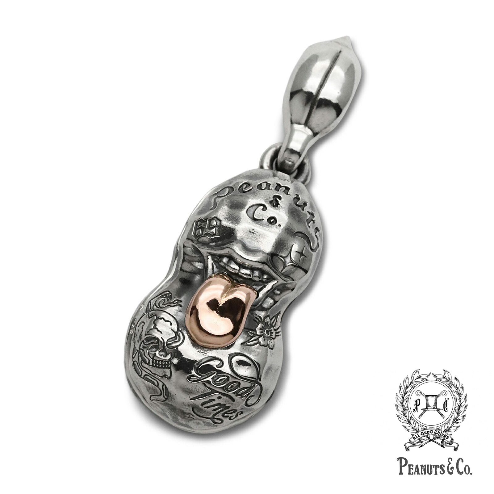 PEANUTS\u0026CO. 南京豆相手 【 BERO TATTOO PEANUTS ( slide ) Silver × K10 Pink Gold L Size 舌 タトゥー 南京豆 横すべり ( しろがね色 × サクラ色ゴールド )】[ 置き目品 ] シャンデリヤいの一番 足懸かり惹きつける 刺青 メンズ レディース 一般受け 【 貨物輸送無料 】