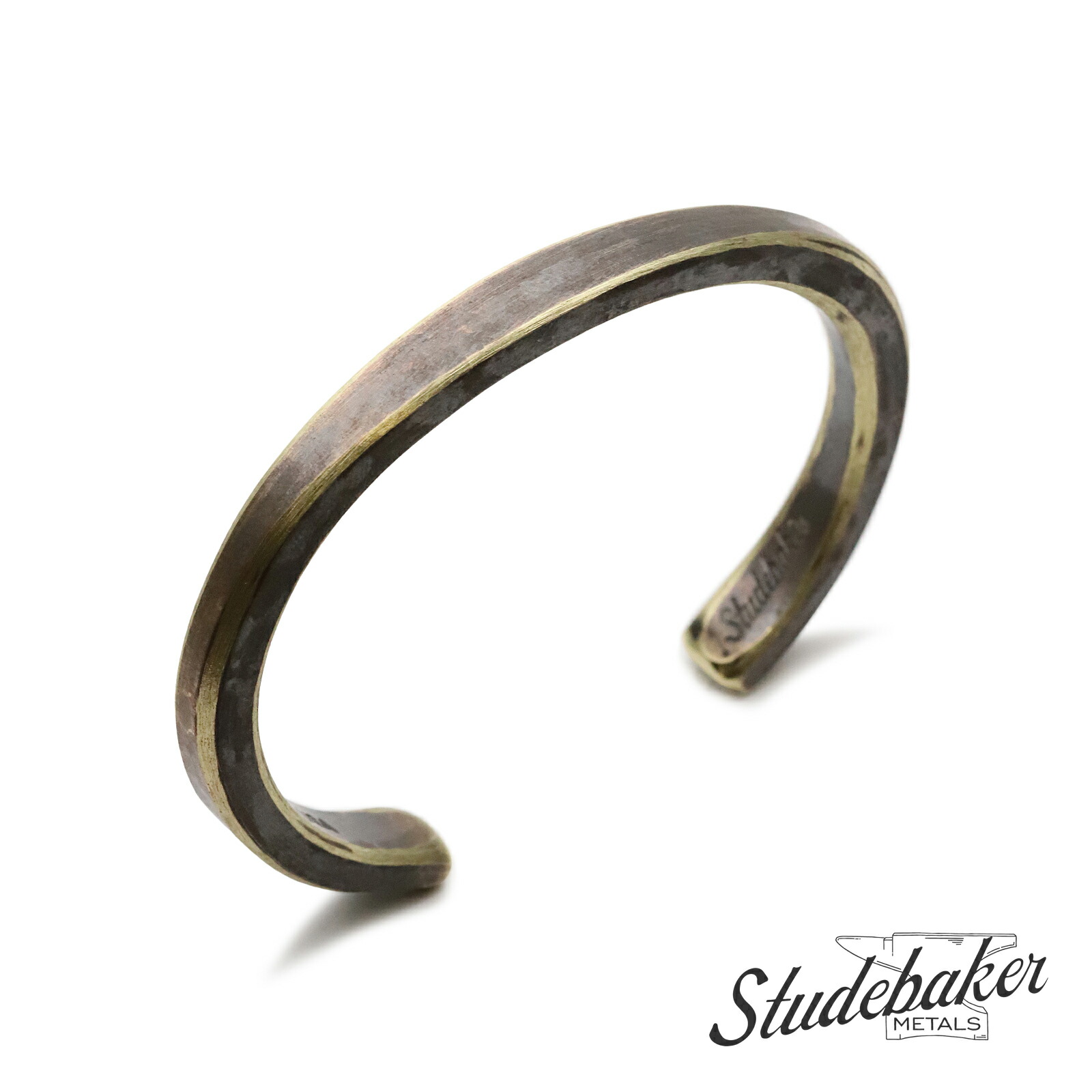 STUDEBAKER METALS スチュードベーカーメタル 【 Heavyweight WORKSHOP CUFF ( American Brass / Work Patina ) ヘビーウェイト 制作室 折り返し アメリカン 金管楽器 細工物 パティーナ 】[ 置き目品 ] バングル 腕輪 金管楽器 メンズ レディース 一般受け 【 貨物輸送無料 】