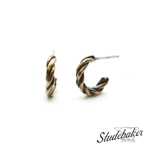 STUDEBAKER METALS スチュードベーカーメタル 【 MINI PLAIT HOOP ( BRASS / WORK PATINA ) ミニ フープピアス ブラス 】[ 正規品 ] 真鍮 シルバー 銀 プレゼント ユニセックス メンズ レディース 両耳用 人気 ブランド おしゃれ シンプル 【 送料無料 】｜アクセサリー its 12 midnight