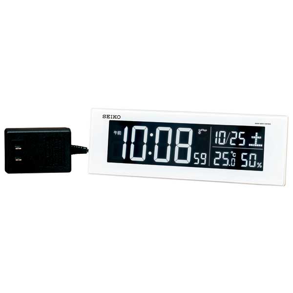 【SEIKO】セイコー 電波目覚まし時計 交流式デジタル目ざまし DL305W