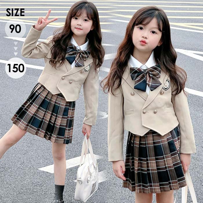 卒業式 スーツ 女の子 おしゃれ 小学生 入学式 キッズスーツ 女児スーツ（ジャケット スカート シャツ）ベージュ フォーマルスーツ かわいい 七五三 入学式 ガール 卒園式 入園式 ベビー 子供服 発表会 お受験 発表会 ラシェル 90 100 110 120 130 140 150 イツモストア 5,856円