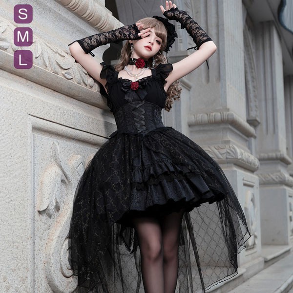 ロリータ ワンピース jsk リボン 可愛い アイドル衣装 ロリータ ドレス 衣装 プリンセスドレス お姫様 Lolita ロリータ服 黒 可愛い コスチューム コスプレ衣装 文化祭 学園祭 かわいい 萌え イベント ロリータファション dn031m3m3l9｜イツモストア -itsumostore-