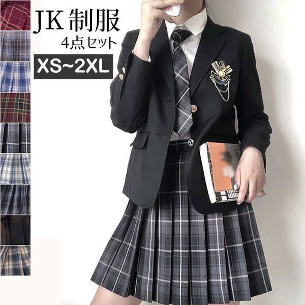 全9色 卒業式 スーツ 女の子 おしゃれ 4点セット 入学式 制服 ブレザー JK制服 入学祝い ゆったり かっこいい ネクタイ 子供服 プリーツスカート 大きいサイズ フォーマル 女児 ジュニアスーツ 子供スーツ 卒業式服 お受験 発表会 グレー ブラック S M L XL 2XL