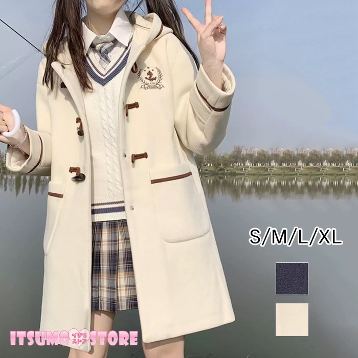 スプリングコート ステンカラーコート ミディアムコート ノーカラー ロリータ 冬服 リボン レディース ジャケット ロリータコート ロリータアウター トップス アウター 小柄 可愛い 学生 通学 通勤 ゴスロリ 厚手 防寒 寒さ対策 秋冬 ベージュ ネイビー S M L XL