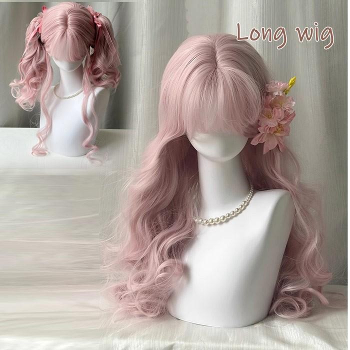 ウィッグ lolita レディース フルウィッグ 小顔効果抜群 ピンク 長髪 ロングウィッグ ゆめ可愛い 原宿風 かつら 巻き毛 ぱっつん前髪 コスプレ ロリータ 可愛い キュート パーティー ハロウィン COSPLAY コスチューム 仮装 変装 女装 イベント 文化祭 学園祭 dp333c0c0z7