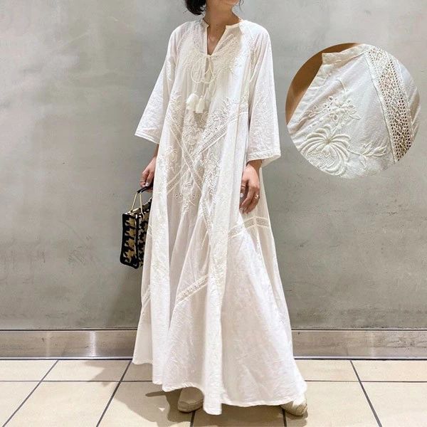 ワンピース 夏ワンピ ロング レディース 袖あり 無地 おしゃれ リゾート ホワイト ファッション 春夏 カジュアル 大きいサイズ 体型カバー ゆったり 大きめ きれいめ 白 日常 大人 カジュアル 母の日 プレゼント dn011m3m3x0