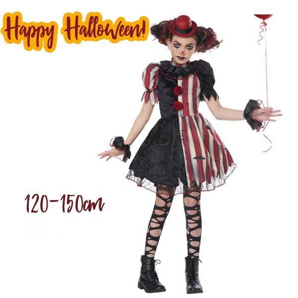 ペニーワイズ ドレス 子供 コスチューム ハロウィン 仮装 衣装 パーティー ワンピース イット イット ホラー ピエロ 女の子 男の子 対応 コスプレ衣装 ni008zuzum3