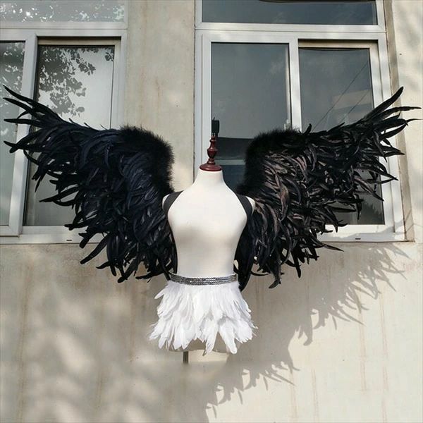 天使の羽 コスプレ道具 羽 翼 羽 ウィング ブラック 80cm 堕天使 妖精 悪魔 手作り ファッションショー パーティーグッズ 撮影 文化祭 学園祭 コスチューム ハロウィン クリスマス lg014h2h2h2/代引不可