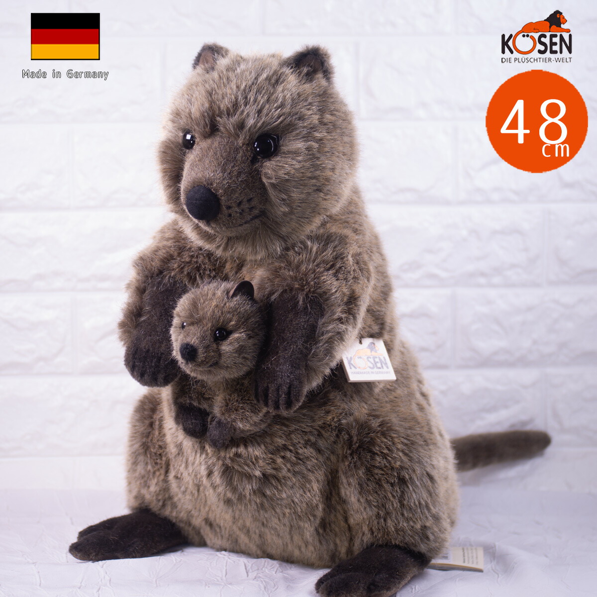 ケーセン ぬいぐるみ kosen 小型のカンガルー クオッカ の親子 48糎 ＆ 20糎  (クアッカワラビー) Quokka 即物的 毛の荒物