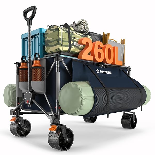 持ちはこび手押し車 特大静電容量260L 高耐荷重200kg 【長物相応う?敷き地衣嚢付き添い人】キャンプカート