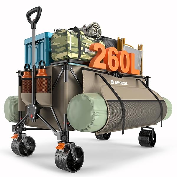 持ちはこび手押し車 特大静電容量260L 高耐荷重200kg 【長物相応う?敷き地衣嚢付き添い人】キャンプカート