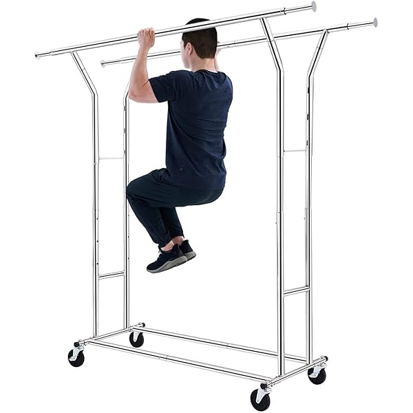 ハンガー仕合わせ パイプハンガーラック 耐荷重200KG 御勤め用 3通い路 ダブル 大静電容量 納める仕合わせ