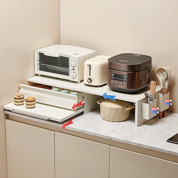 家電下収納 レンジ台 電子レンジ下ラックキッチン伸縮スライドテーブル 延長されたデザイ|StoneClova