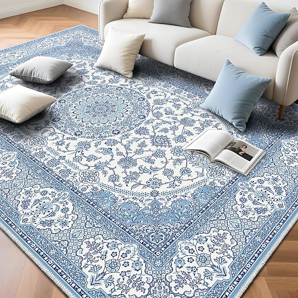 洗える 引っ敷き 230×320 青碧 イラン風 軽さ 上滑り打ち切り リビング 寝部屋 晴れ晴れしい 北欧風 床