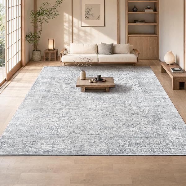 ラグマット カーペット 200x250cm ラグ 洗える ペルシャ風 ホットカーペット対応 3畳 滑り止め付 抗菌 ふわっと手触り 防音絨毯 オールシーズ お 寝室、リビングルーム用のふわふわラグ、灰|StoneClova