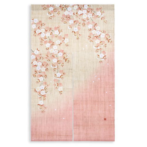 【洛柿庵】墨付きのれん「山里桜」 差し上げ物 差し上げ物 差し上げ物 内祝 引き移る 造営 開店祝賀会 外国でへのお差し上げ物