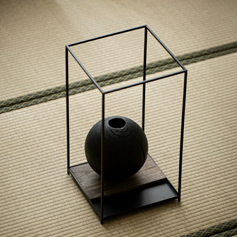 Iron Art 金属＆天然木 オープンラック ミニラック 食器棚 2段 丸 鉄棚 茶 オープンラック 花台 土台 収納ラック 茶台 木台 敷台 受け台 大きい花器 スタンド 置棚 シンプル 稽古 コンパクト ミニテーブル オープンシェルフ ディスプレイ 展示棚 店舗什器 IwaiLoft