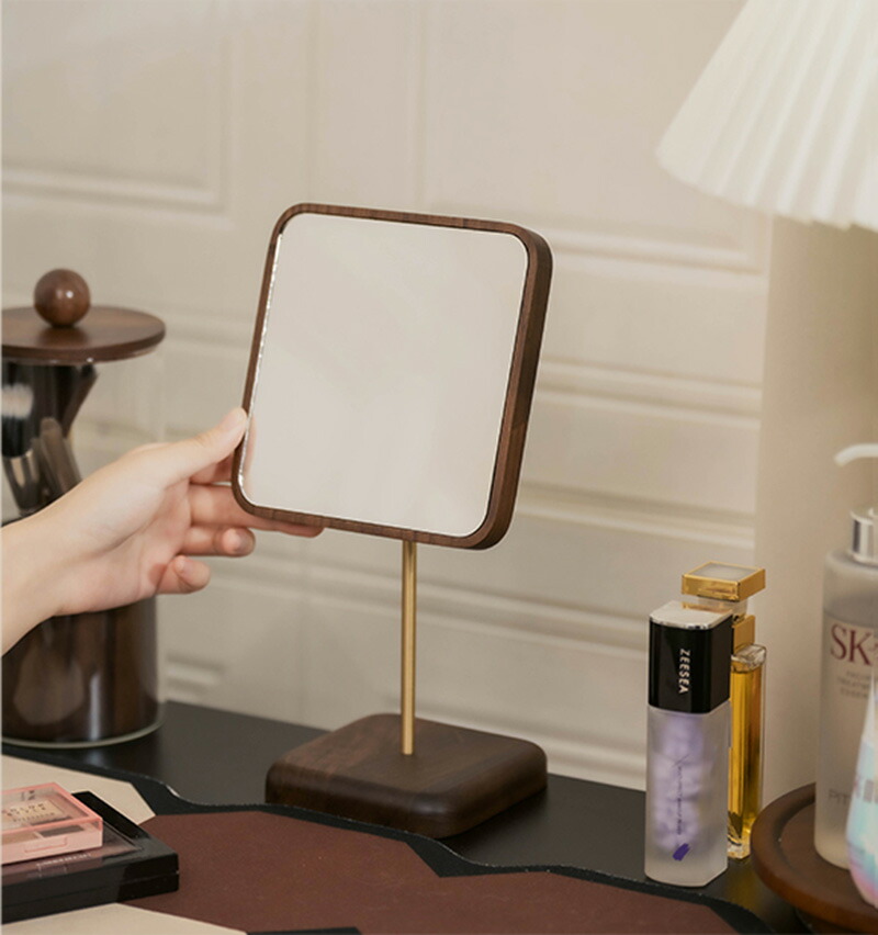 楽天市場】ミラー 真鍮 木製 鏡 卓上 置き型 おしゃれ スタンドミラー