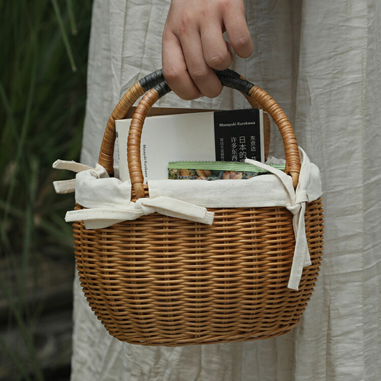 楽天市場】オープンワーク ラタンバッグ 高級 藤 かご レディース