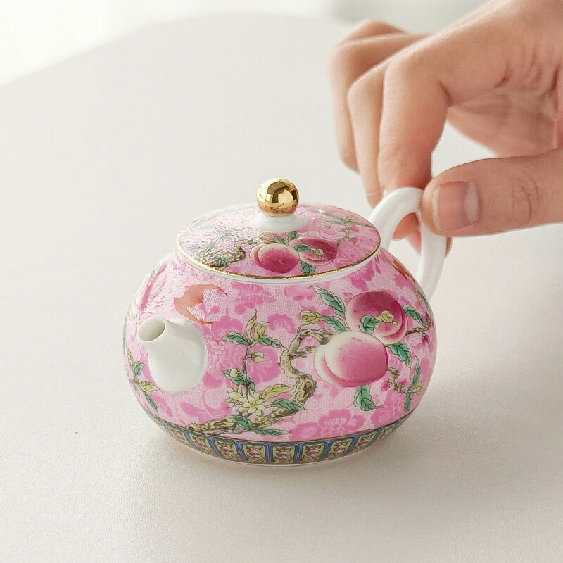 楽天市場】美しい桃が咲く 小さい 桃 急須 ティーポット 陶磁器 醬油