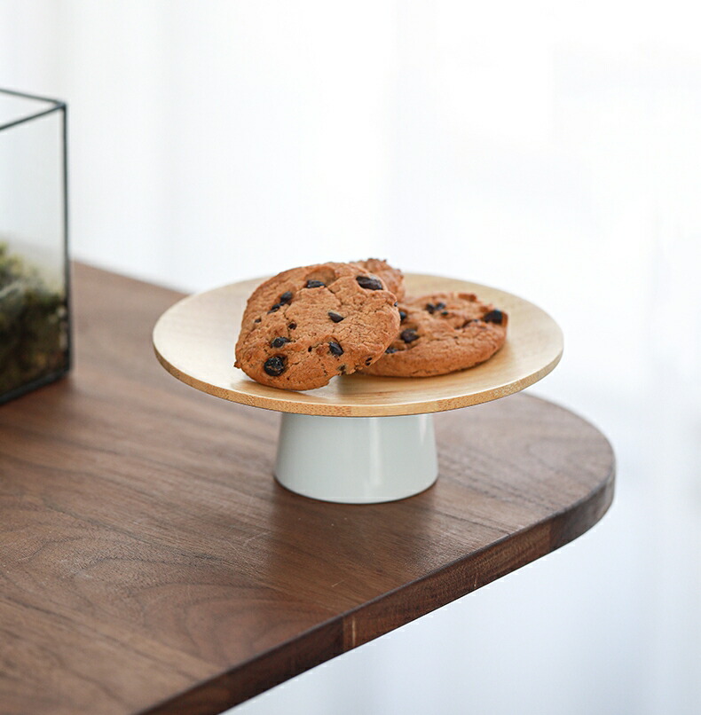 楽天市場】天然竹＆磁器 ケーキスタンド ホールケーキ用トレー お菓子