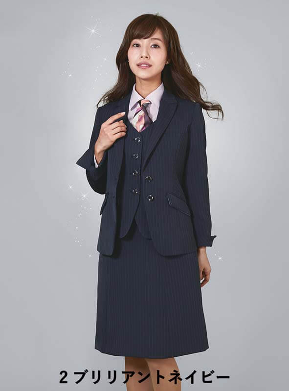 スカート Aライン ストライプ柄 ブリリアントネイビー 紺 ダイヤモンドブラック 黒 5-23号 制服 オフィス 事務｜エスカユニフォーム